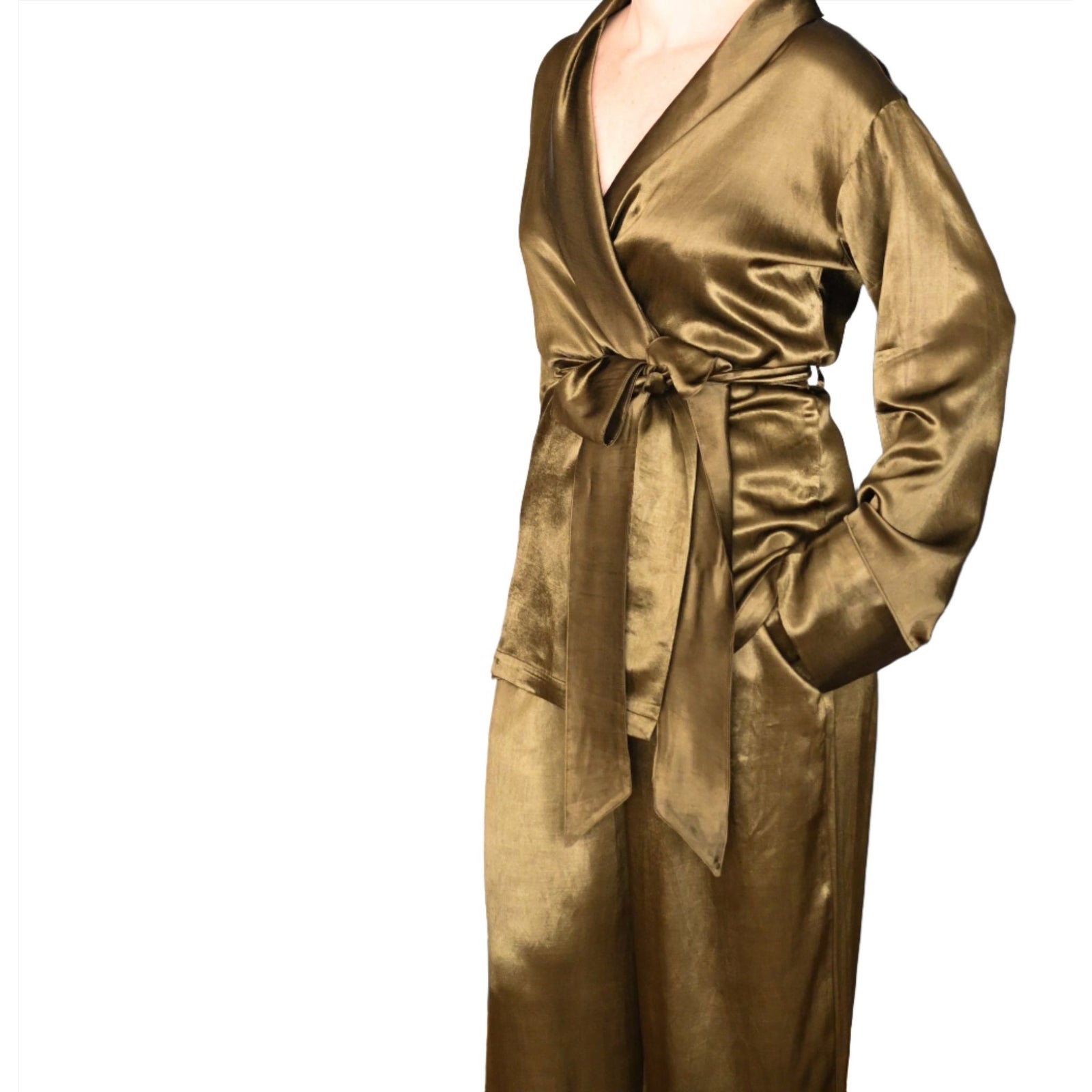 Bronze Moss eco-luxury silk blend smoking jackets 