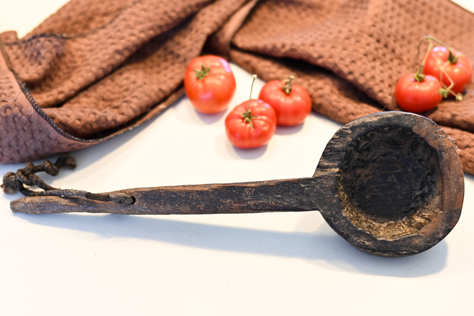 Sustainable interior styling, vintage Wooden spoon