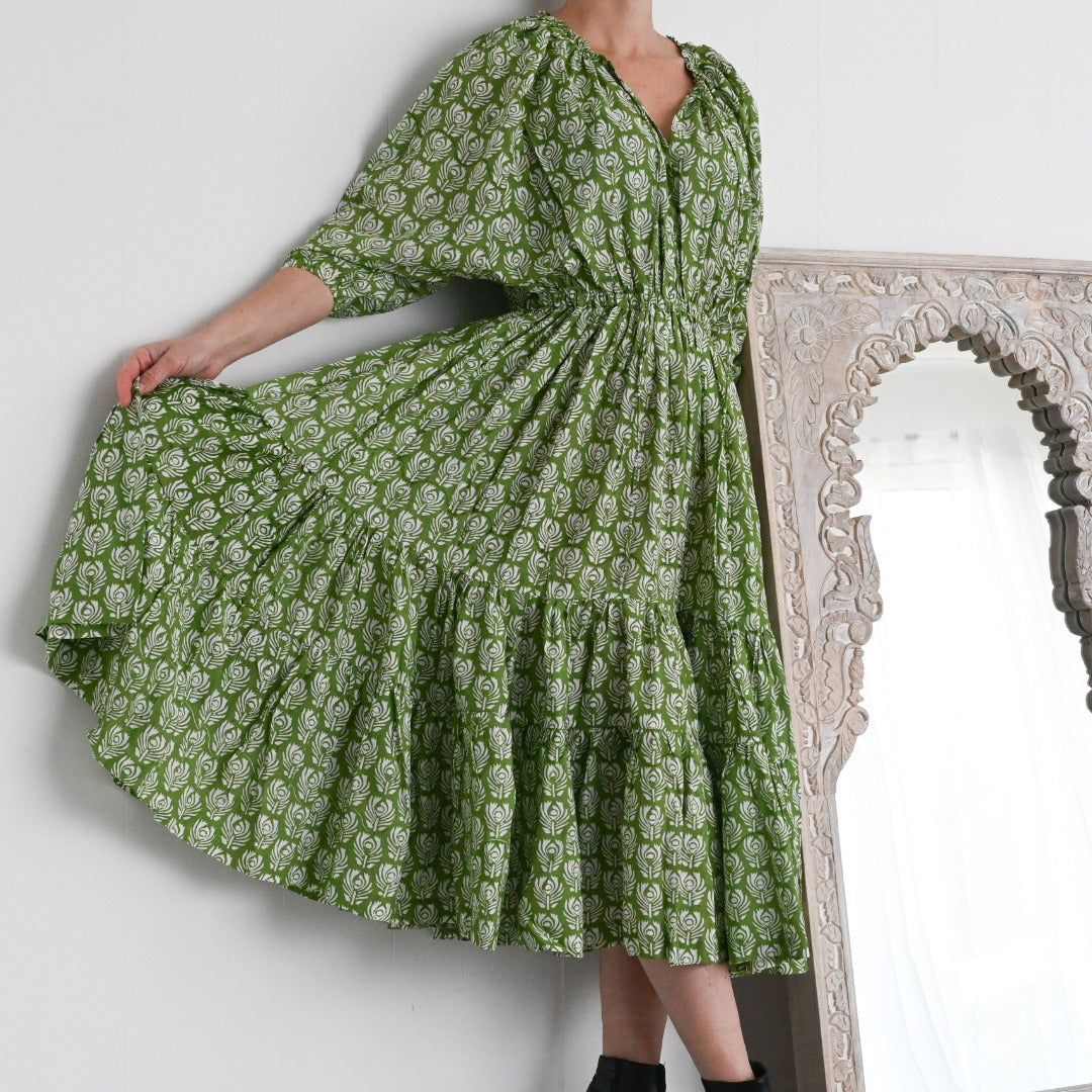 The Longford Farm Dress - Sage - Saint Moso