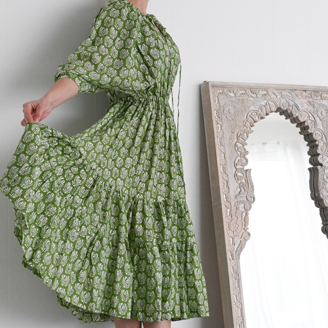 The Longford Farm Dress - Sage - Saint Moso