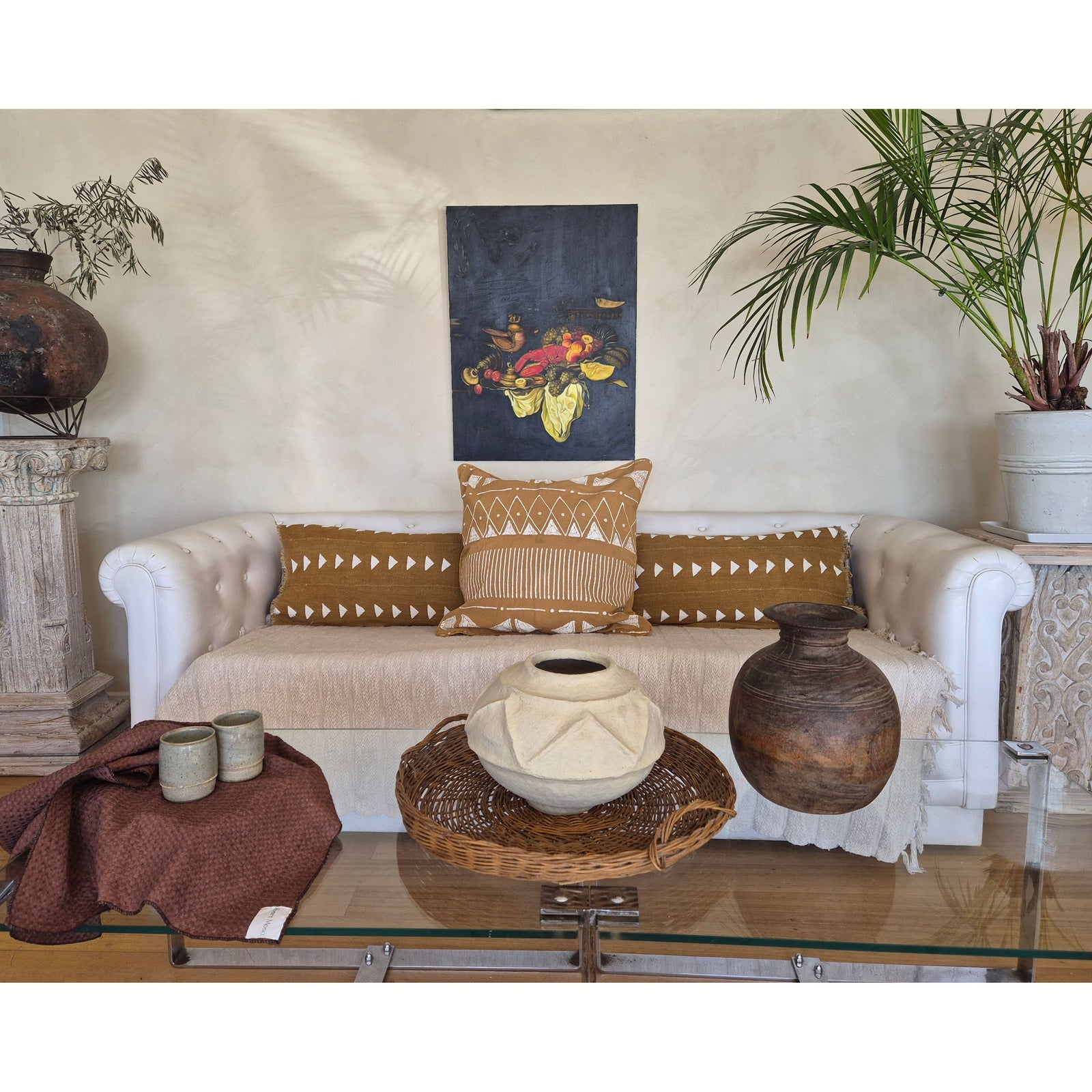 Tribal Linear Mustard European Cushion - Saint Moso