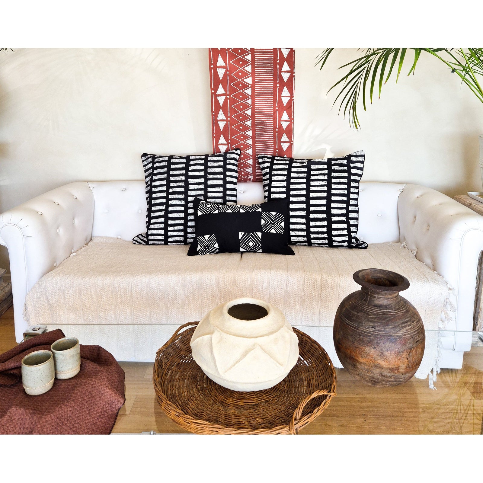 Tribal Linear Black European Cushion - Saint Moso