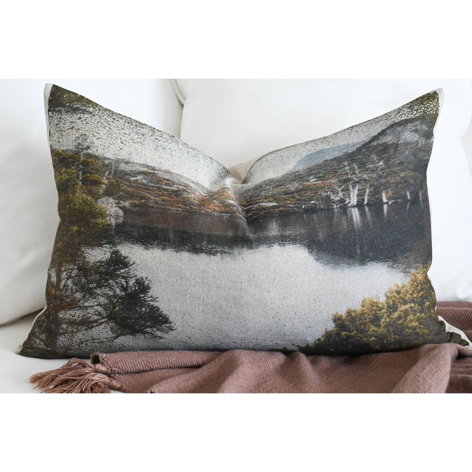 Cradle Mountain flax linen cushion